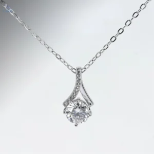 Dây Chuyền Kim Cương Moissanite 7 Ly JENSY Xi Bạch Kim